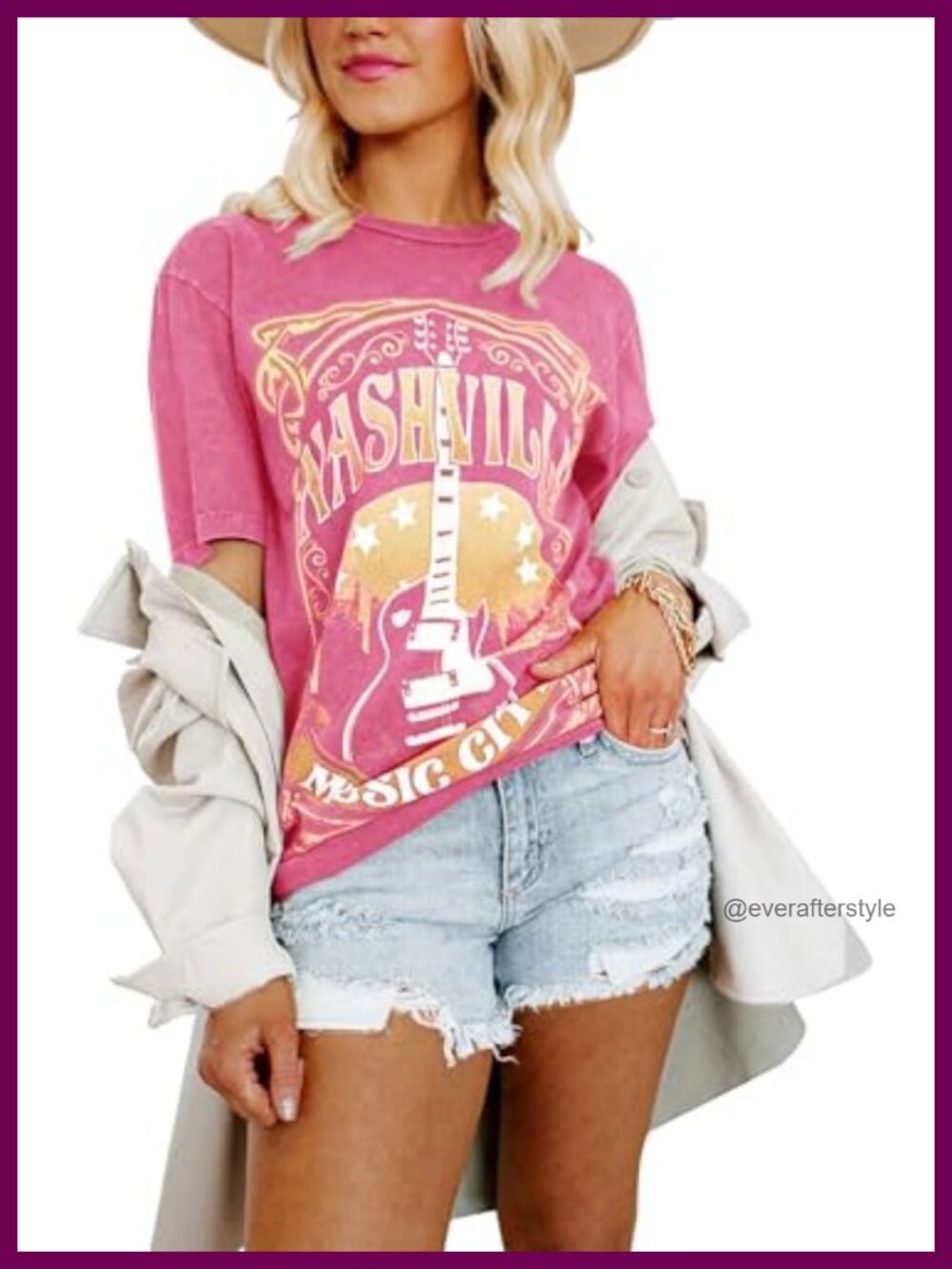 Oversized Grunge Graphic Tee for Women 100% Cotton Baggy Boyfriend Crewneck